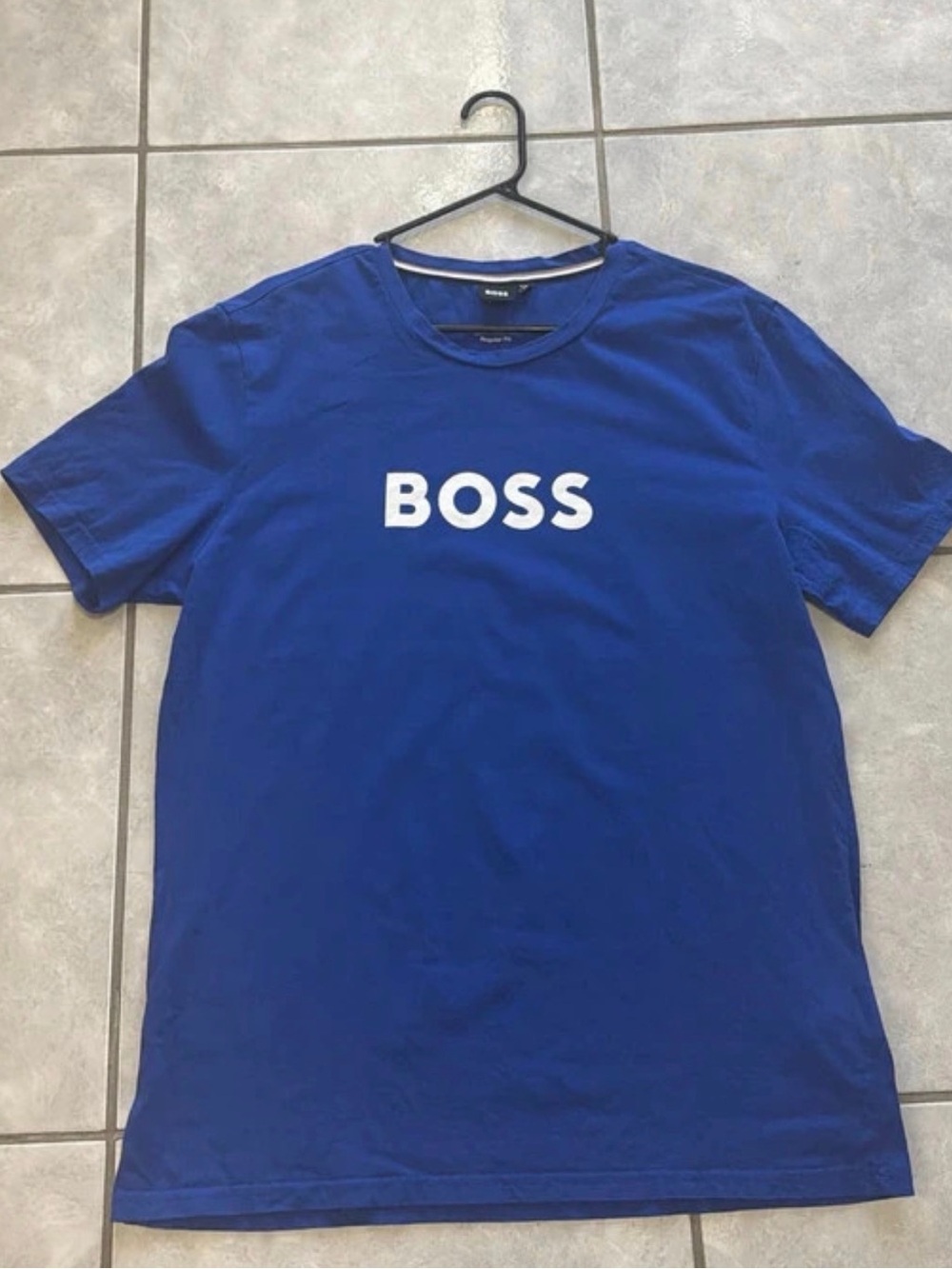 Boss Short Sleeve Crewneck T-Shirt in Blue with White Logo